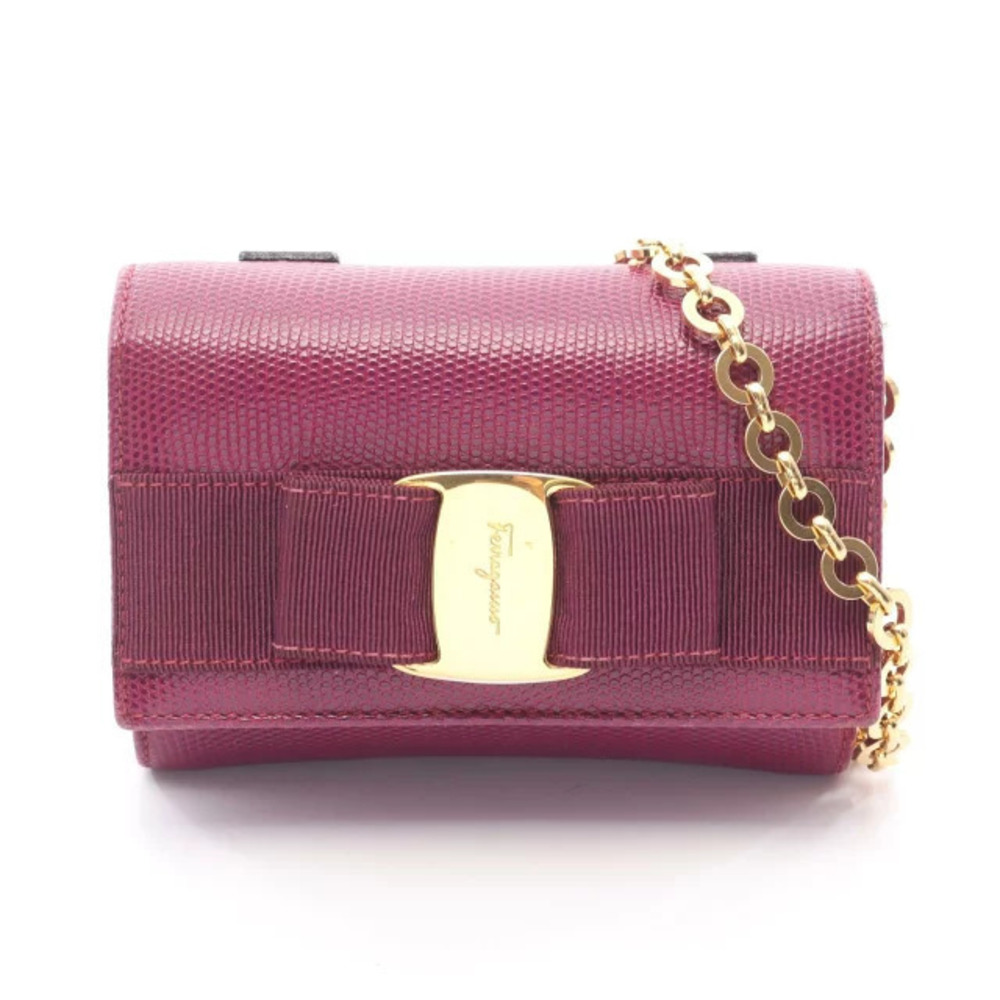 Salvatore Ferragamo Shoulder Bag Leather Purple